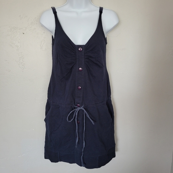 Theory Navy Blue Dress Spaghetti Strap Sleeveless Drop Waist Sporty V-neck - Picture 1 of 8